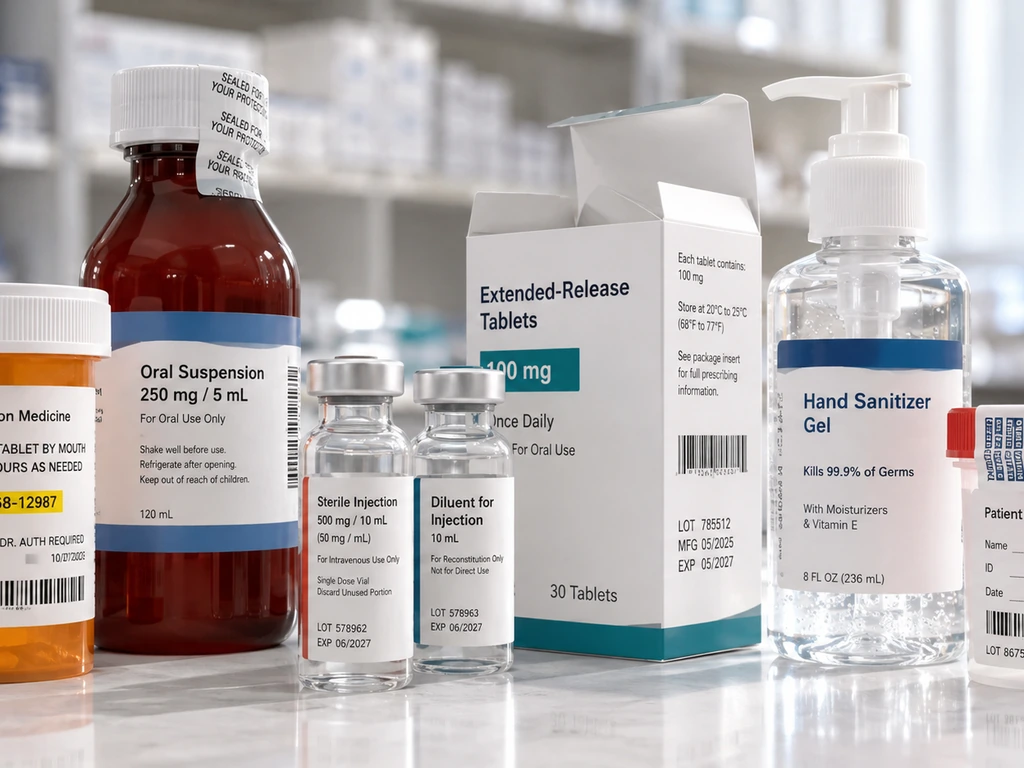 Pharmaceutical vials and cartons with printed labels