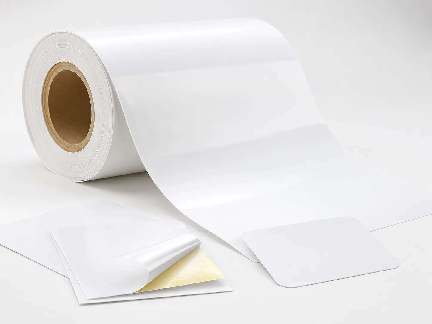 Roll of PVC vinyl label material with durable die-cut labels